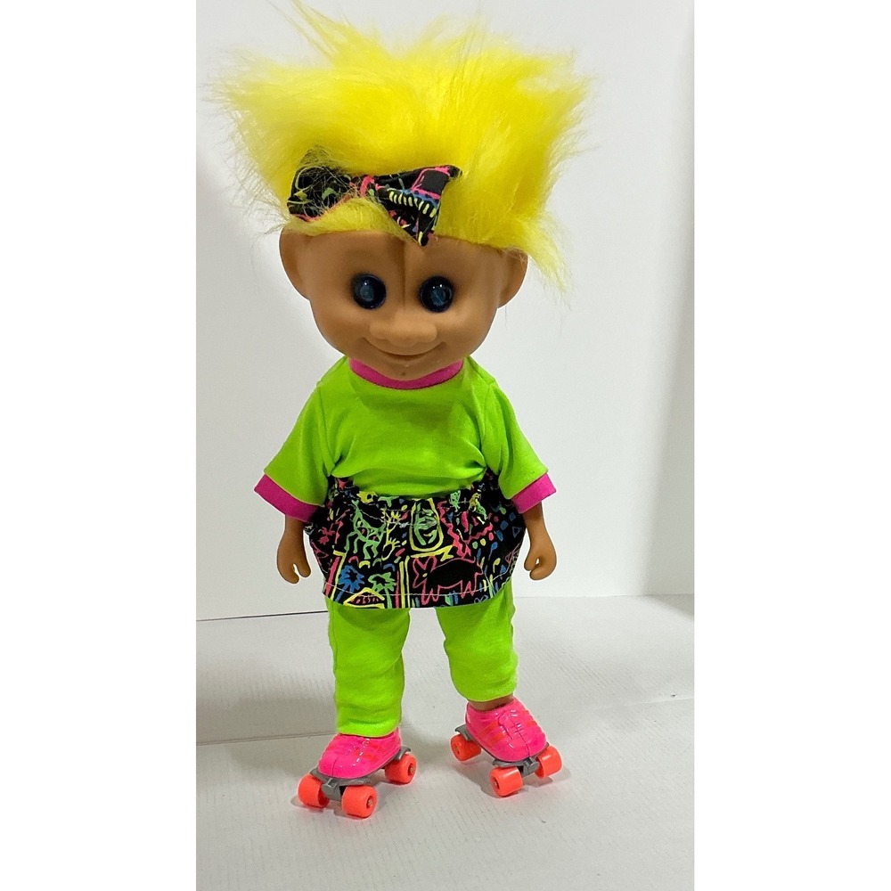 Leader Vintage 90s Musical Trollerskater Troll Doll Light Up Eyes Neon 14in